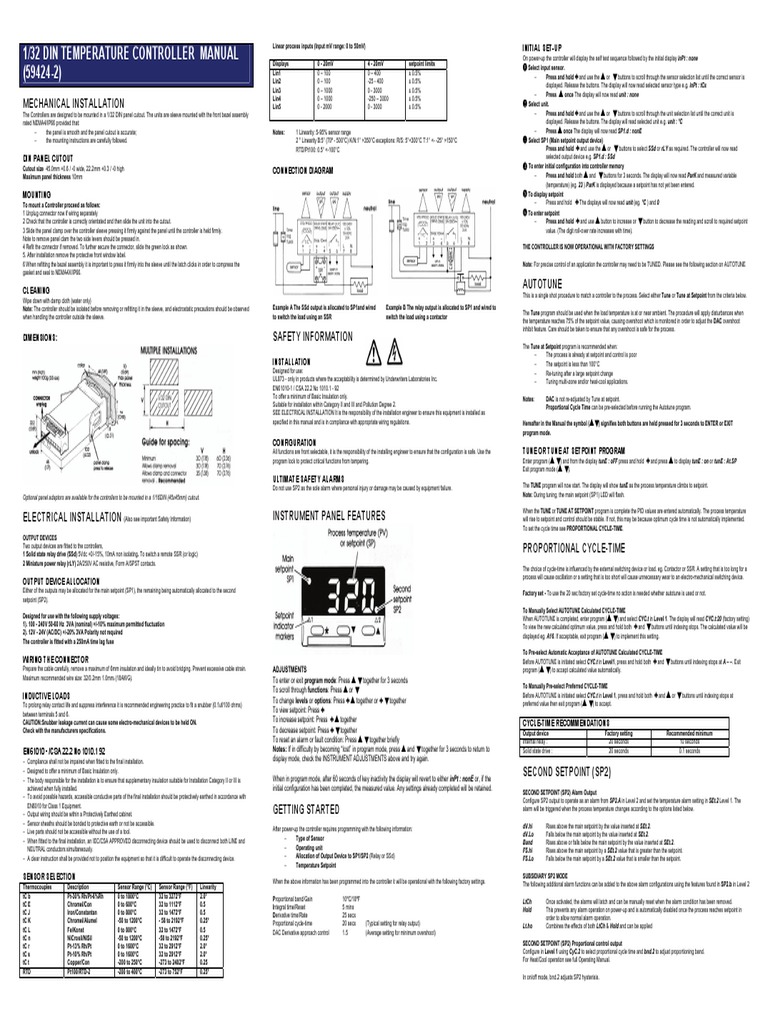 1/32 DIN Temperature Controller Manual | PDF | Equipment | Electrical ...