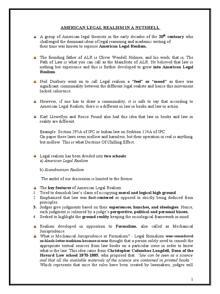 American Legal Realism in A Nutshell PDF Jurisprudence