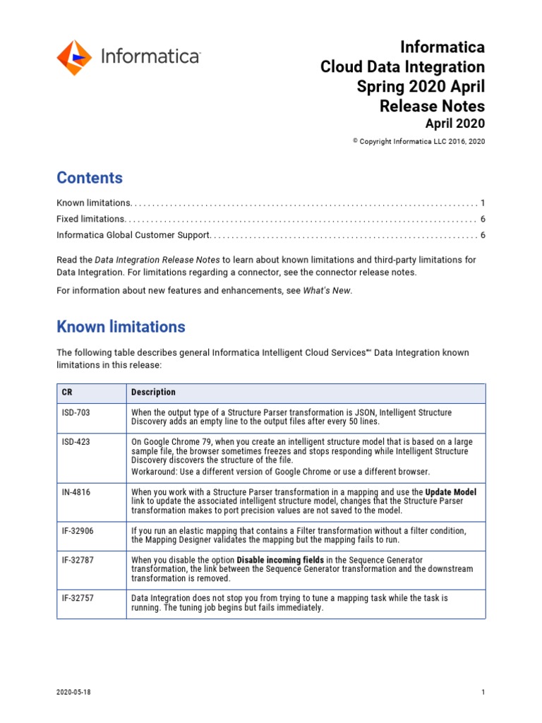 Informatica Cloud Data Integration Spring 2020 April Release Notes ...