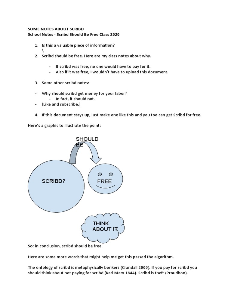 Notes For Scribd Should Be Free Class 2020 | PDF | Home & Garden