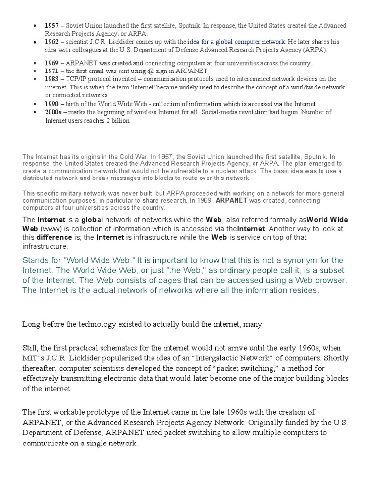 The Internet Is A Global Network of Networks While | PDF | Darpa | Internet