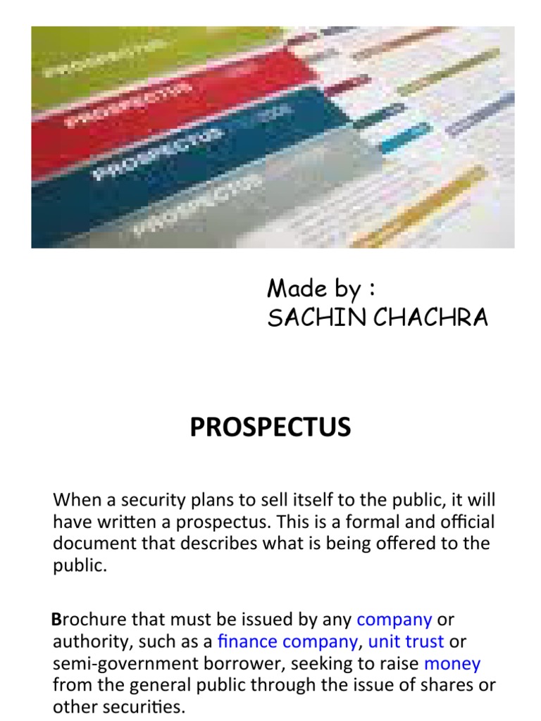 Made By: Sachin Chachra | PDF | Prospectus (Finance) | Securities (Finance)