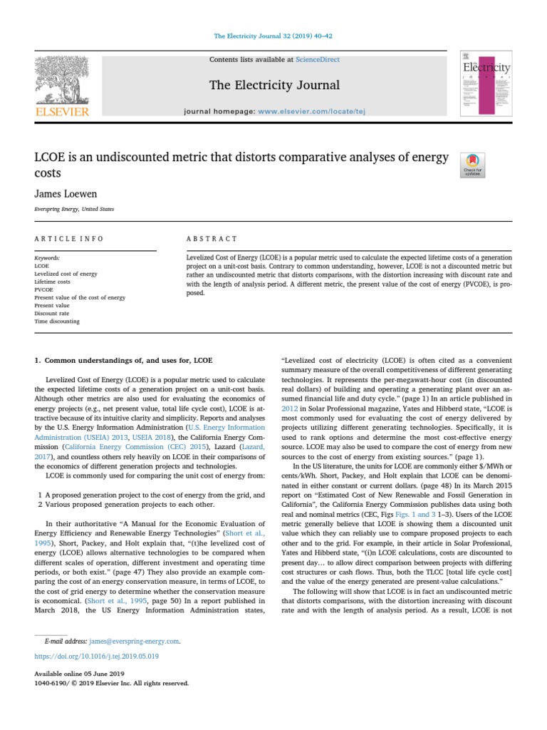 The Electricity Journal: Sciencedirect | PDF | Energy And Resource | Nature