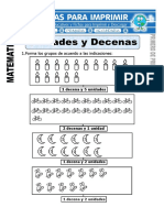 Ficha de Unidades y Decenas para Primero de Primaria PDF