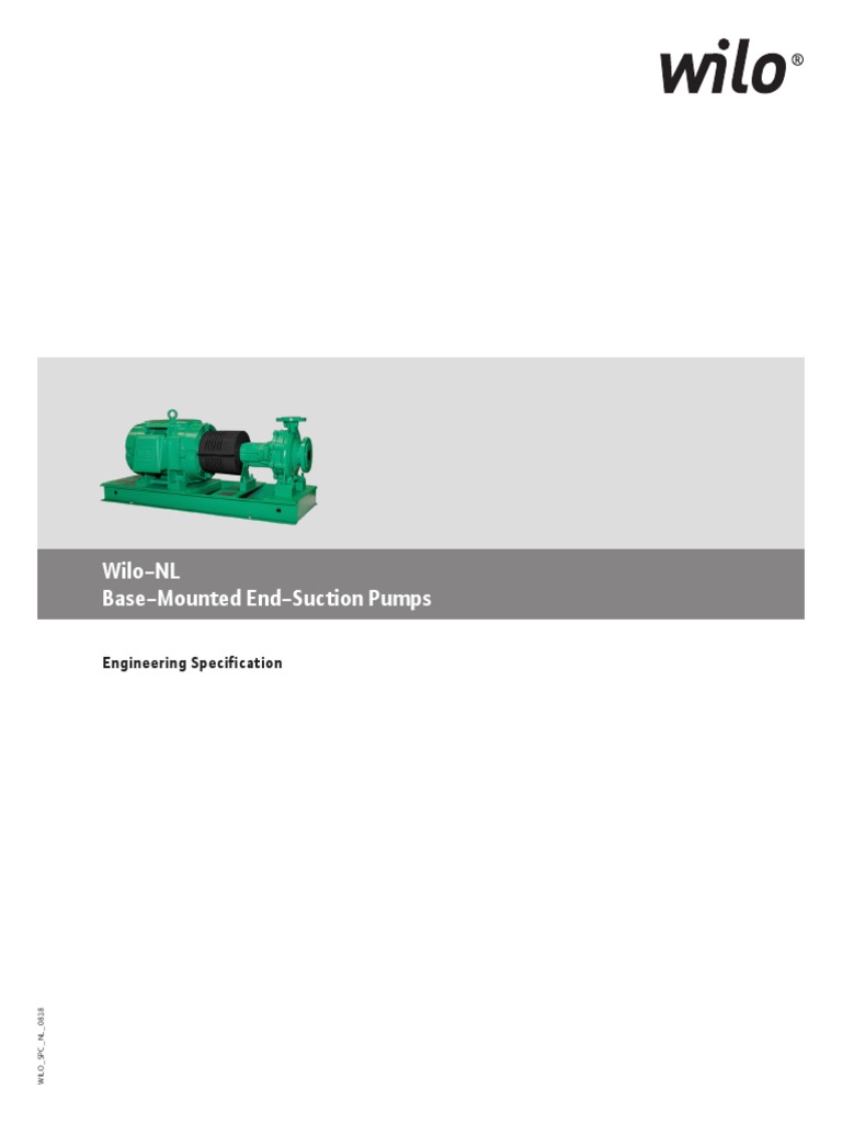 Wilo-NL Base-Mounted End-Suction Pumps: Engineering Specification | PDF ...