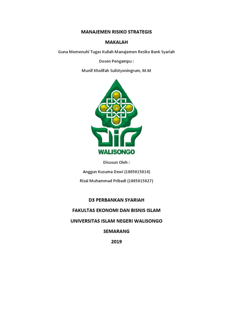 Manajemen Risiko Strategis Bank Syariah | PDF