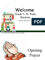 Welcome: Grade 9-St. Peter Bautista