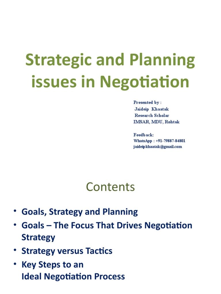 Negotiation Strategy and Planning Guide | PDF | Negotiation | Goal