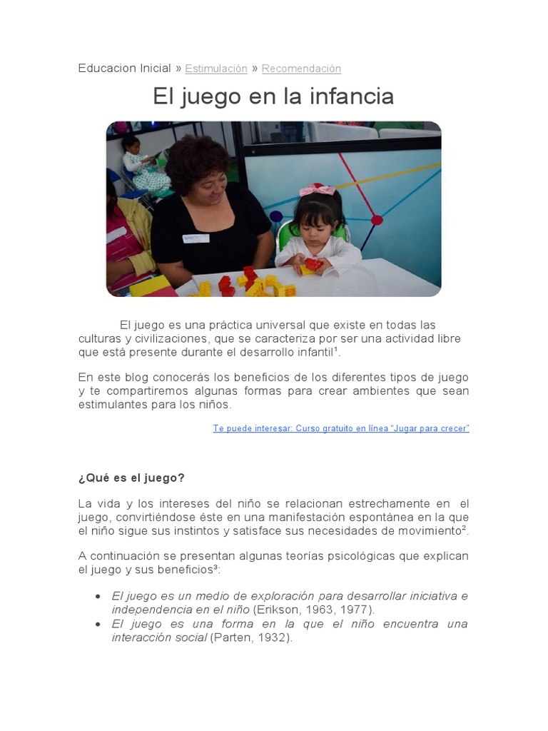 Beneficios del Juego en la Infancia | PDF | Las emociones | Adultos