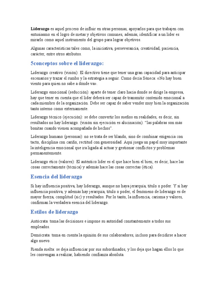 Claves del Liderazgo Efectivo y Estilos | PDF | Liderazgo | Toma de ...