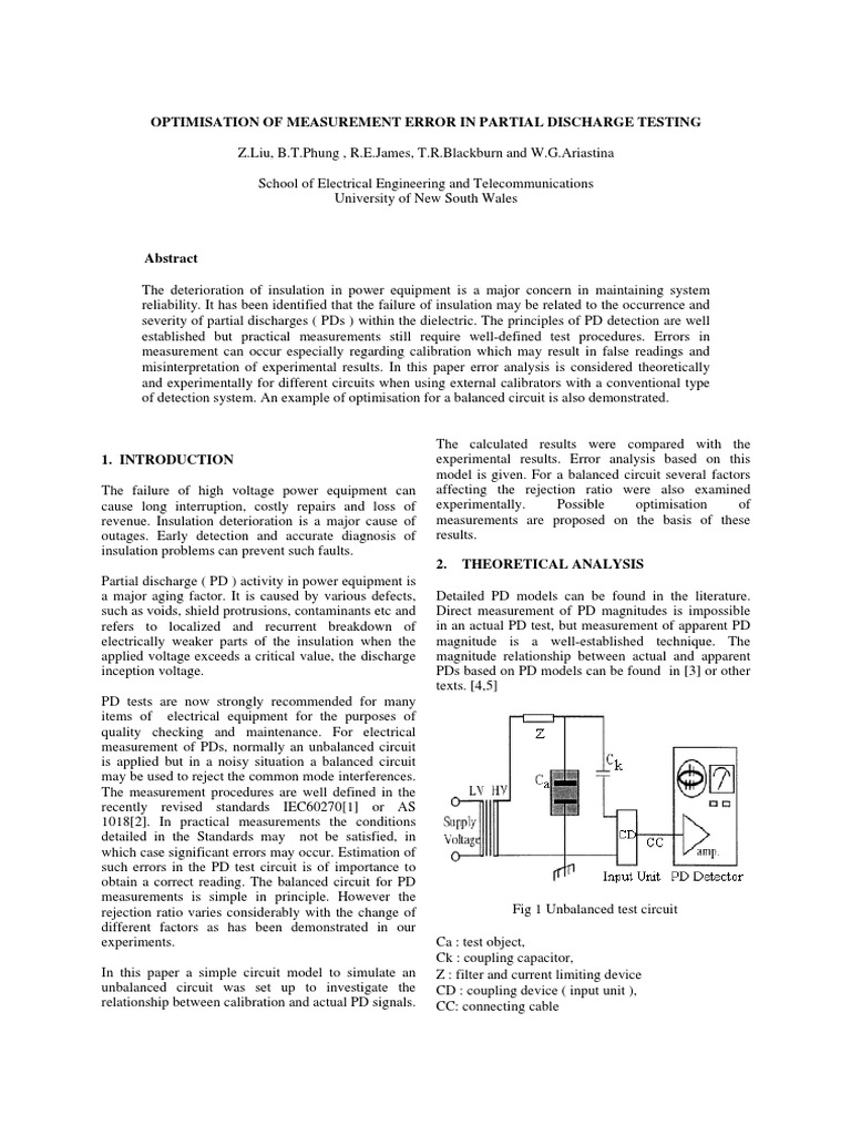 Optimize Partial Discharge Testing | PDF | Capacitor | Electrical Network