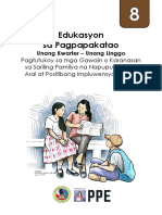 Esp8 - q1 - 1.1 - Pagtutukoy Sa Mga Gawain o Karanasan Sa Sariling Pamilya Na Napupulutan NG Aral at Positibong Impluwensya Sa Sarili - v1 PDF