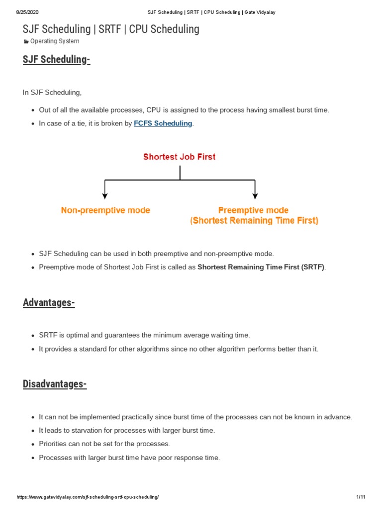 SJF Scheduling - SRTF - CPU Scheduling - Gate Vidyalay | Download Free ...