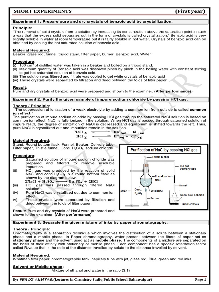 Short Experiments Part 1 | PDF | Chromatography | Solubility