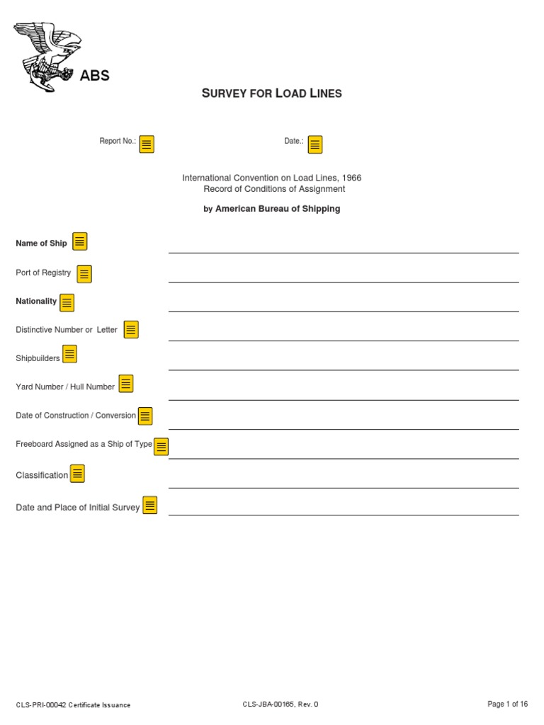 Form Of Record Of Conditions Of Assignment Of Load Lines – FMHF