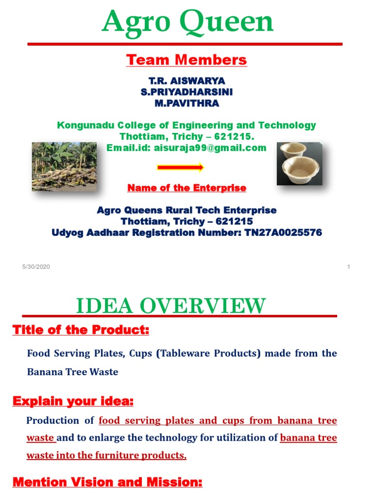 Agro Queen: Eco-Friendly Tableware Solutions | PDF | Banana | Retail