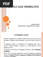 Language Modeling: Prabhleen Juneja Thapar Institute of Engineering & Technology