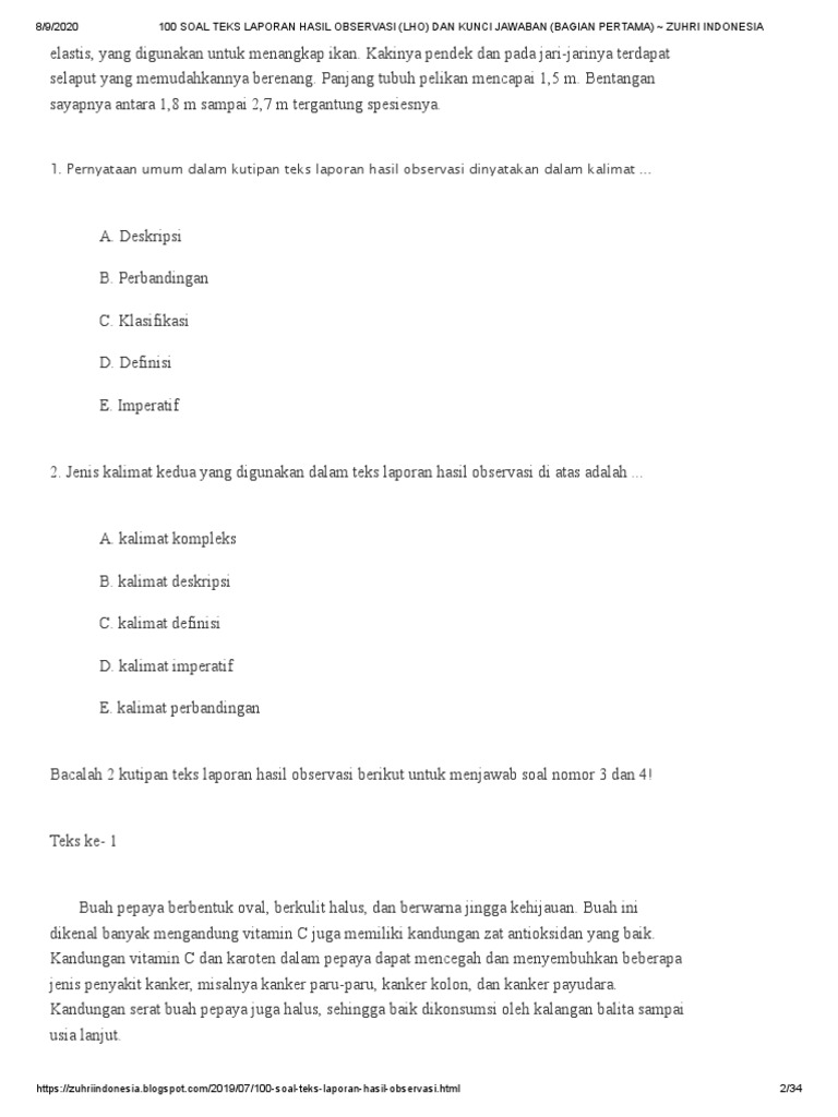 Bacalah Teks Laporan Hasil Observasi Berikut Rasanya