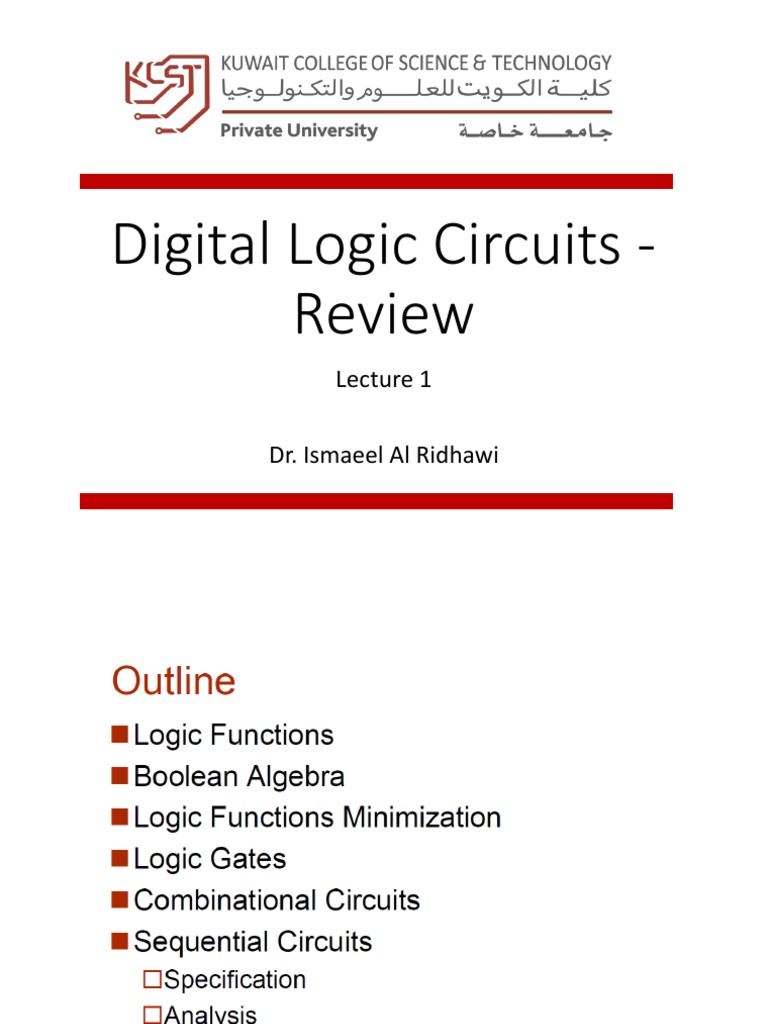Digital Logic Circuits Review Lecture 1 | PDF