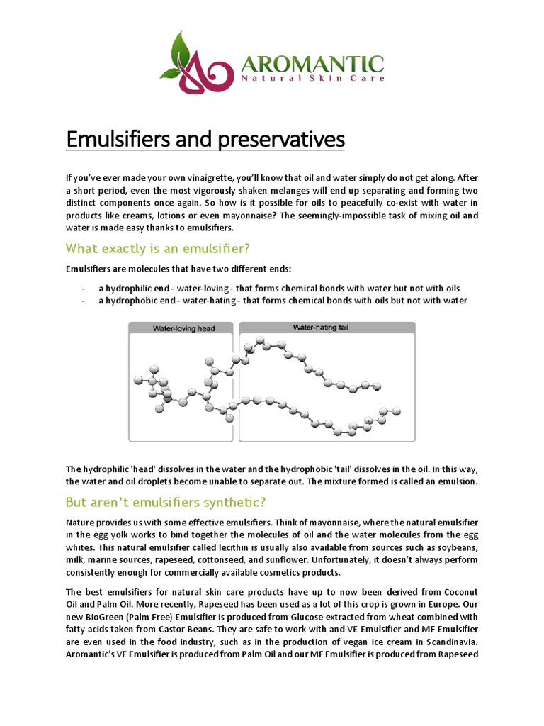 Emulsifiers and Preservatives What Exactly Is An Emulsifier? PDF