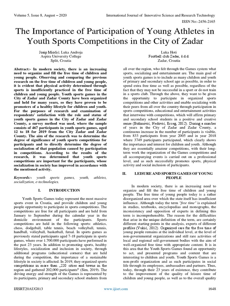 The Importance of Participation of Young Athletes in Youth Sports ...