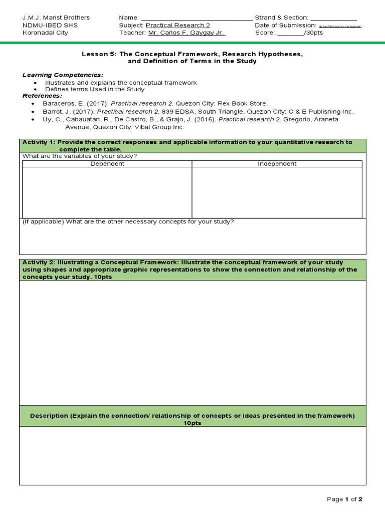 Prac Res 2 Worksheet 5 | PDF | Conceptual Framework | Concept
