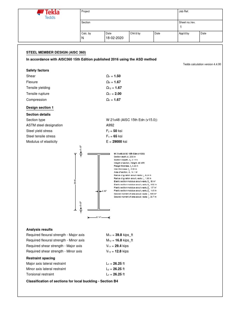 Biaxial Bending (ASD) Example | PDF | Strength Of Materials | Buckling