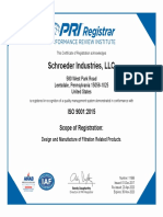 Schroeder Industries, LLC: ISO 9001:2015 Scope of Registration