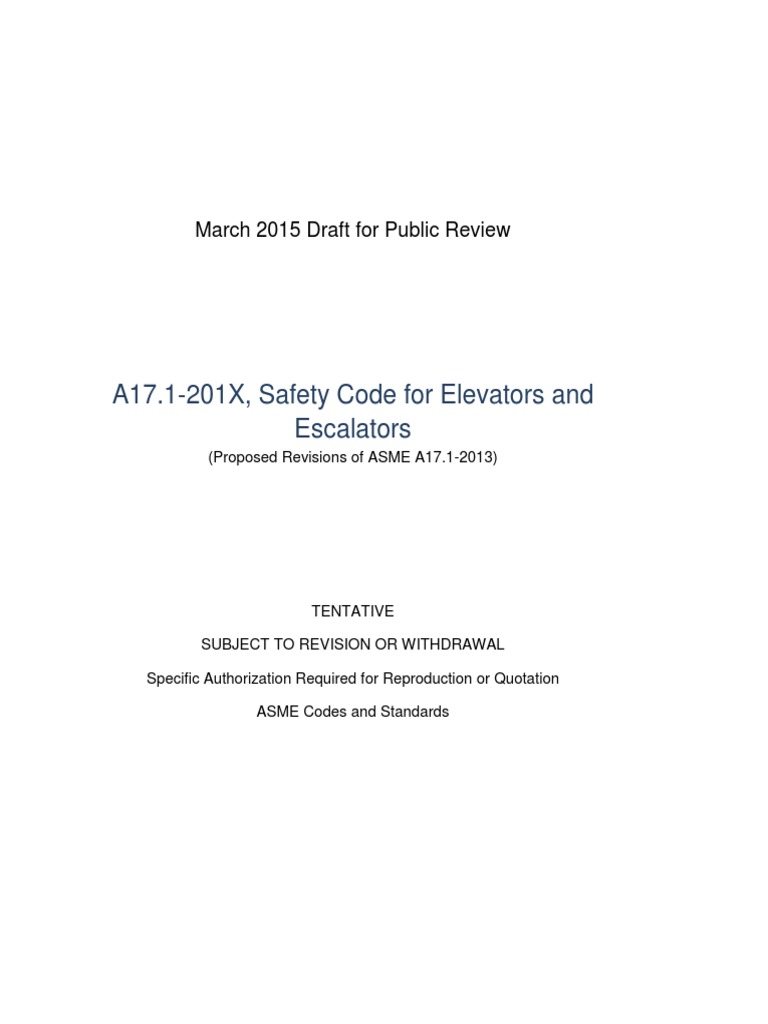 Asme A17.1 Elevator Code