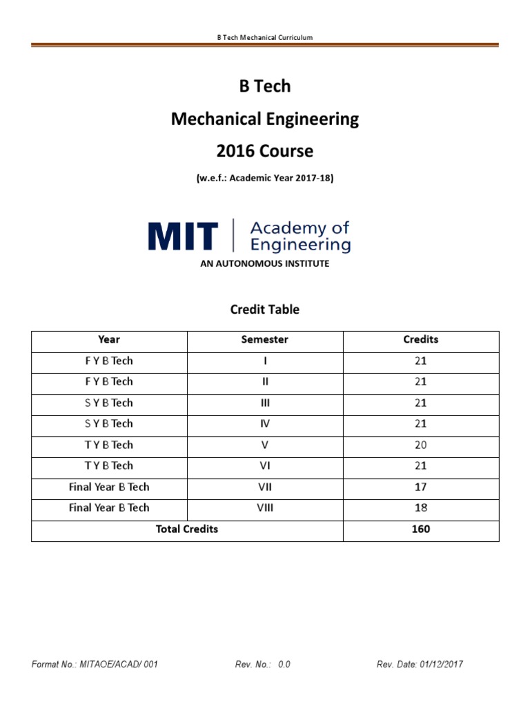 B Tech Mechanical Engineering Curriculum | PDF | Bending | Stress ...