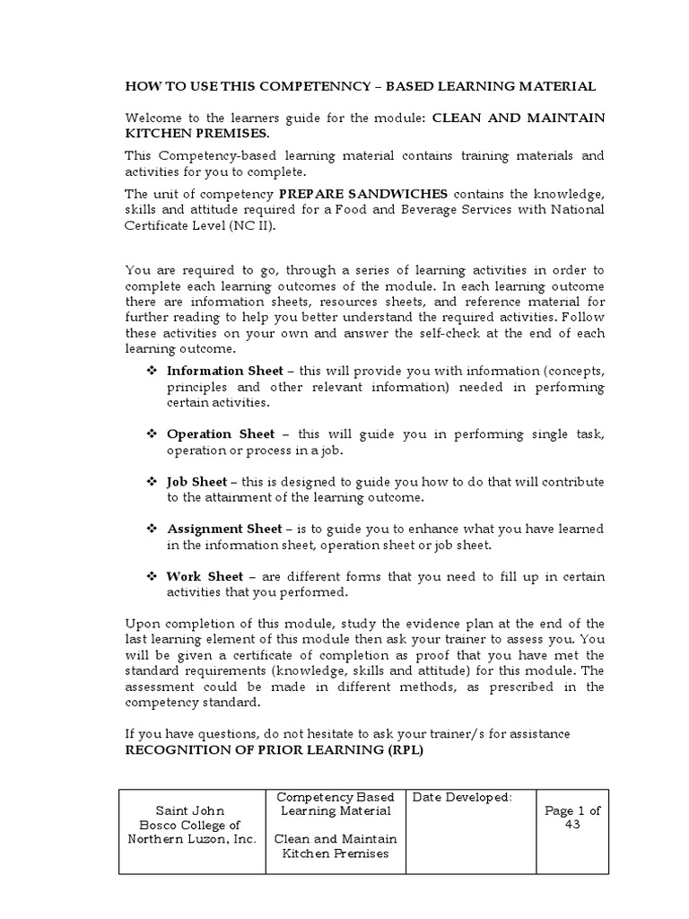Kitchen Maintenance and Sandwich Prep Guide | PDF | Food And Drink ...