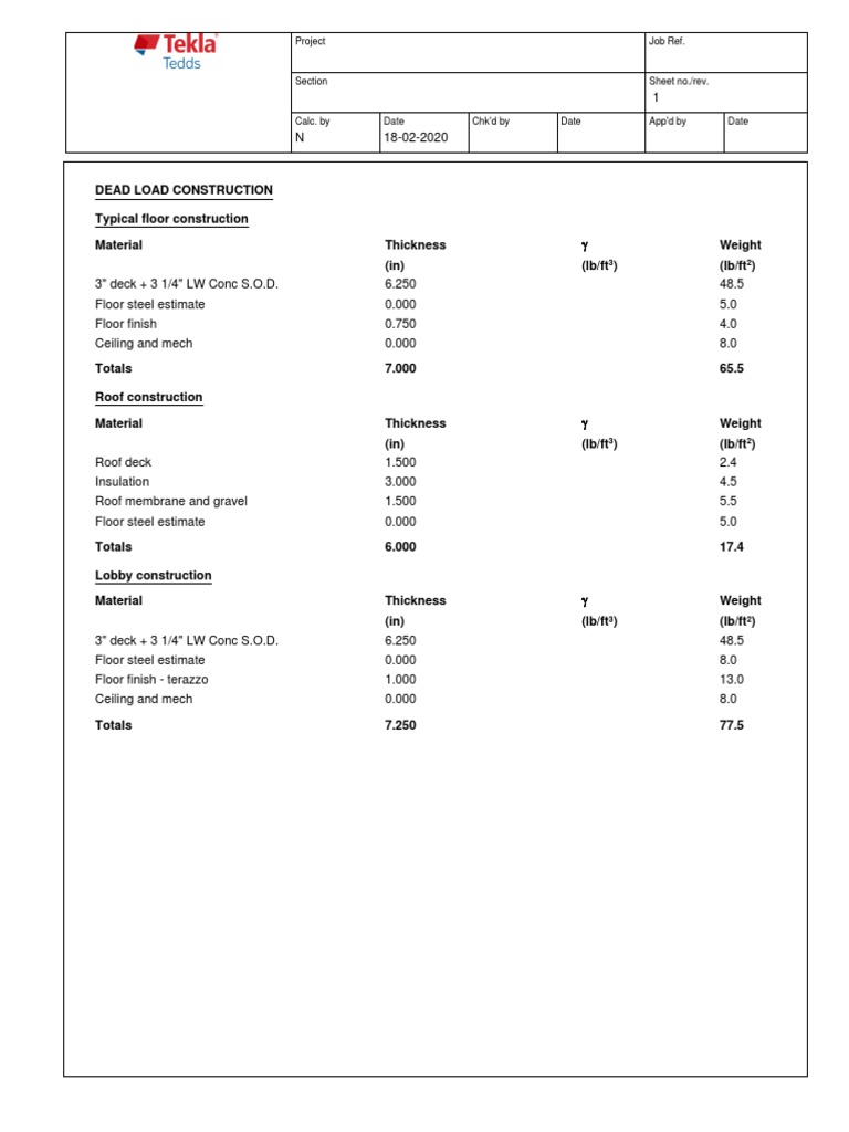 Steel Construction Dead Load Example | PDF | Roof | Building Technology