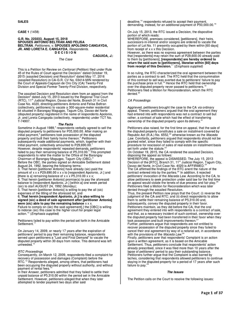 SALES Case Week 1 PDF | PDF | Mortgage Law | Foreclosure