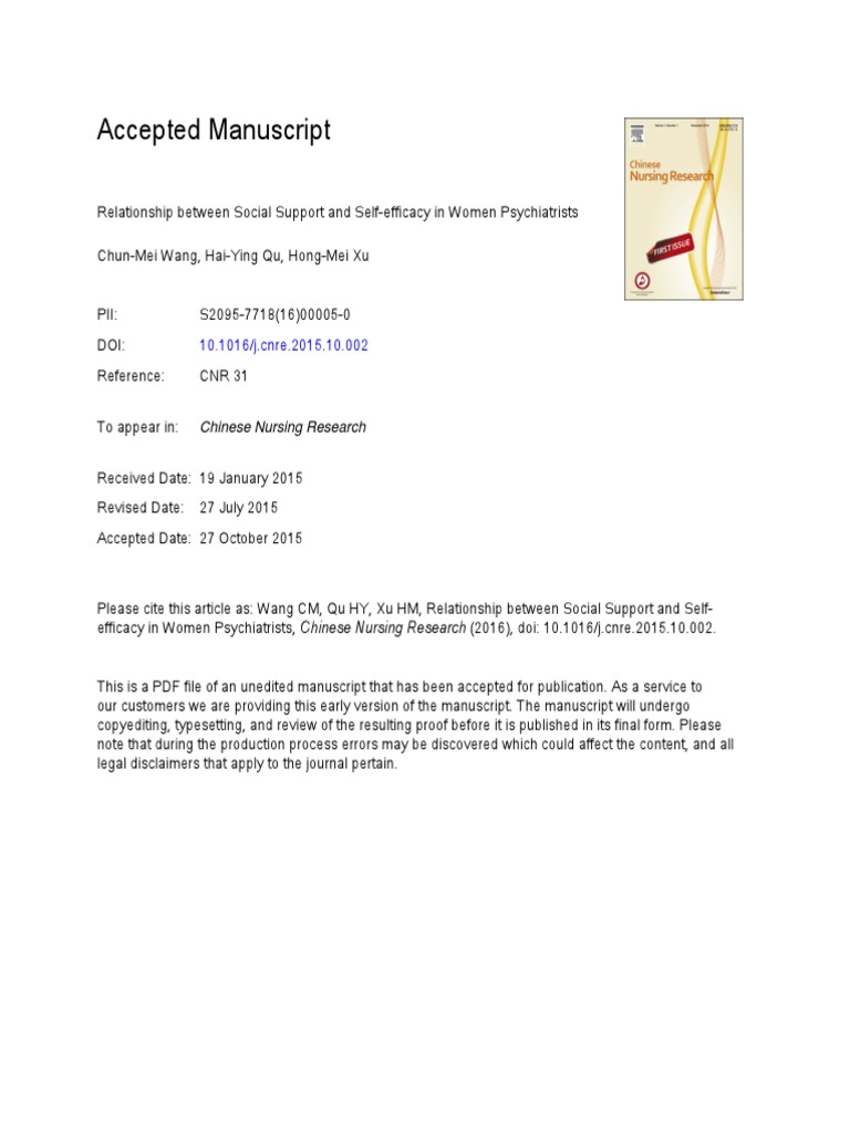 Relationship Between Social Support and Self-Effic | PDF | Self ...