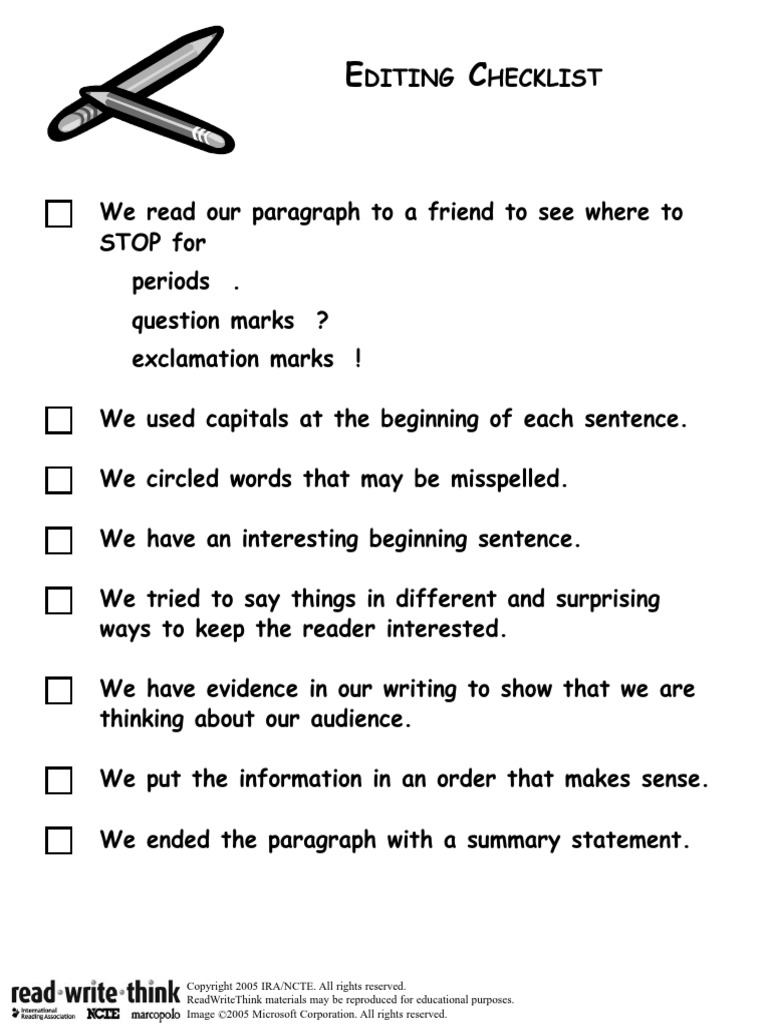 editing checklist PDF