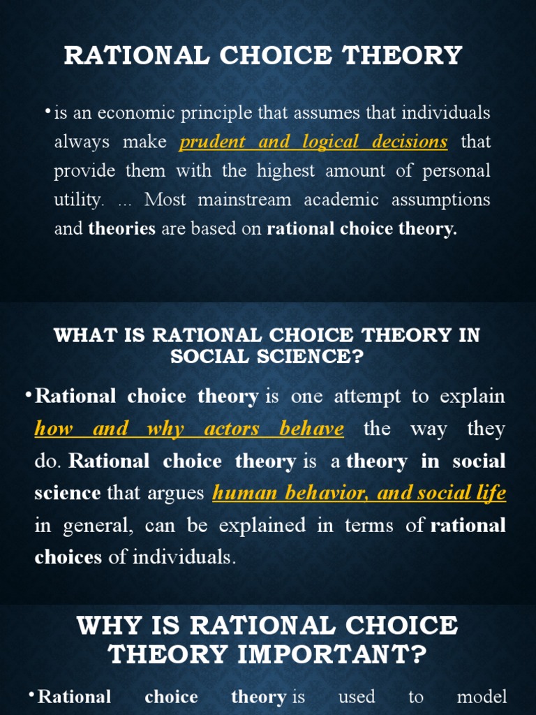 Rational Choice Theory: Prudent and Logical Decisions | PDF | Choice ...