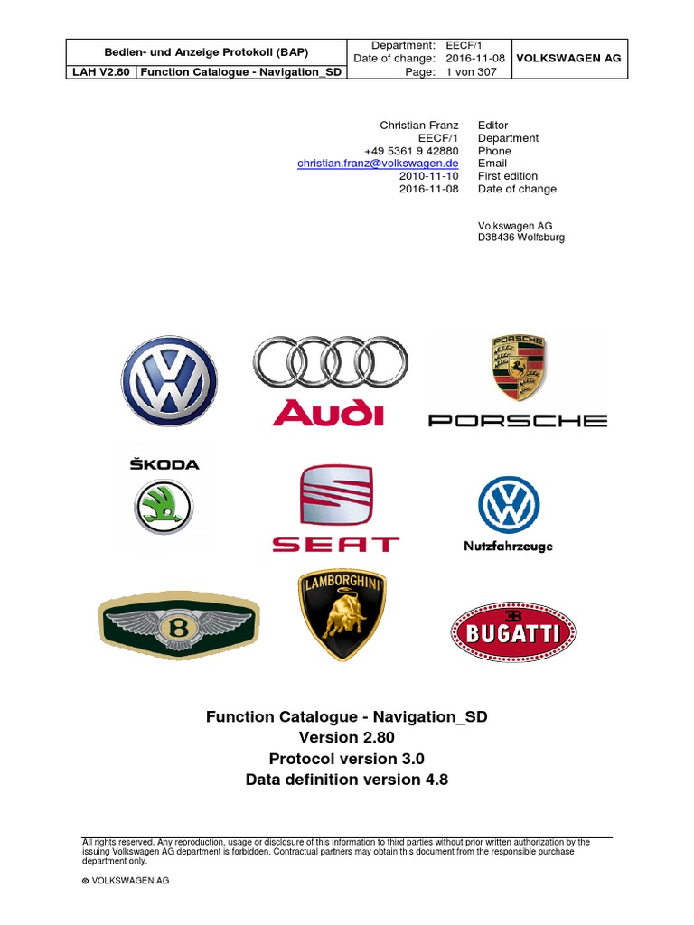 BAP Protocol Overview for VW Navigation | PDF | Volkswagen Group ...