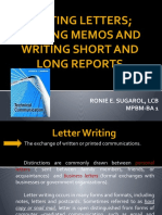 Writing Letters Writing Memos and Writing Short and Long Reports