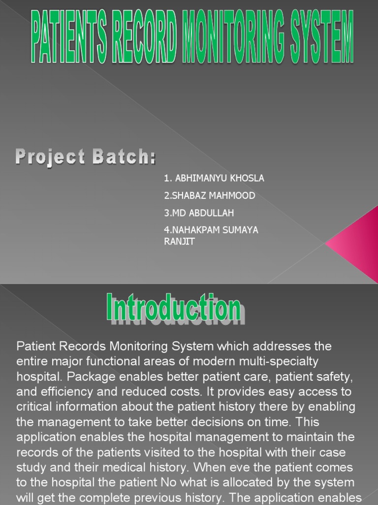 Patient Record Monitoring System PDF Databases Medical Record