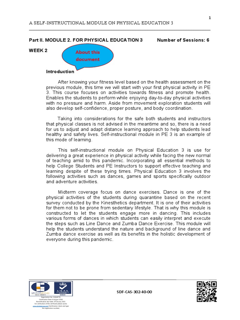 Lesson1 Line Dance | PDF | Physical Education | Physical Fitness