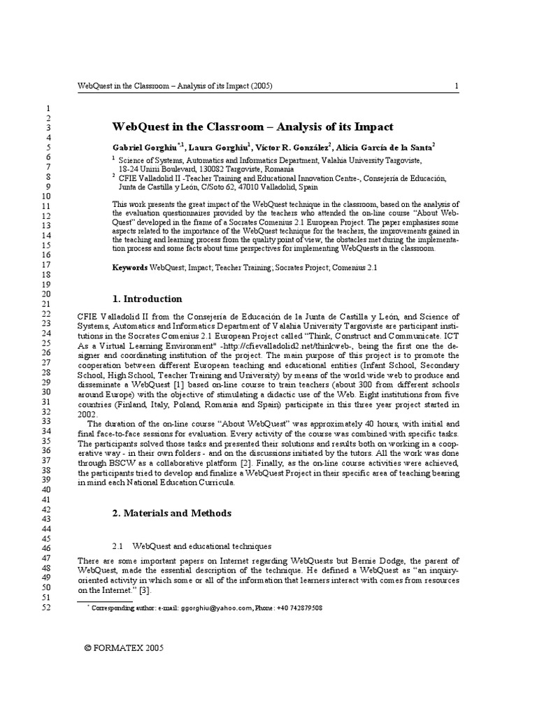 Webquests English Pdf Pdf Educational Technology Teachers