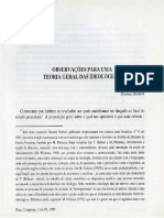 Observações para Uma Teoria Geral Das Ideologias