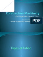 Construction Machinery: Civil Engineering Practice (CE-203)