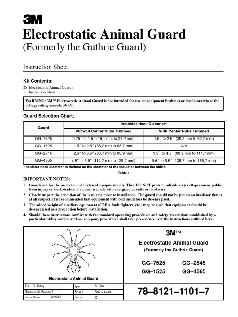 3M Electrostatic Animal Guard Guide | PDF | Insulator (Electricity ...