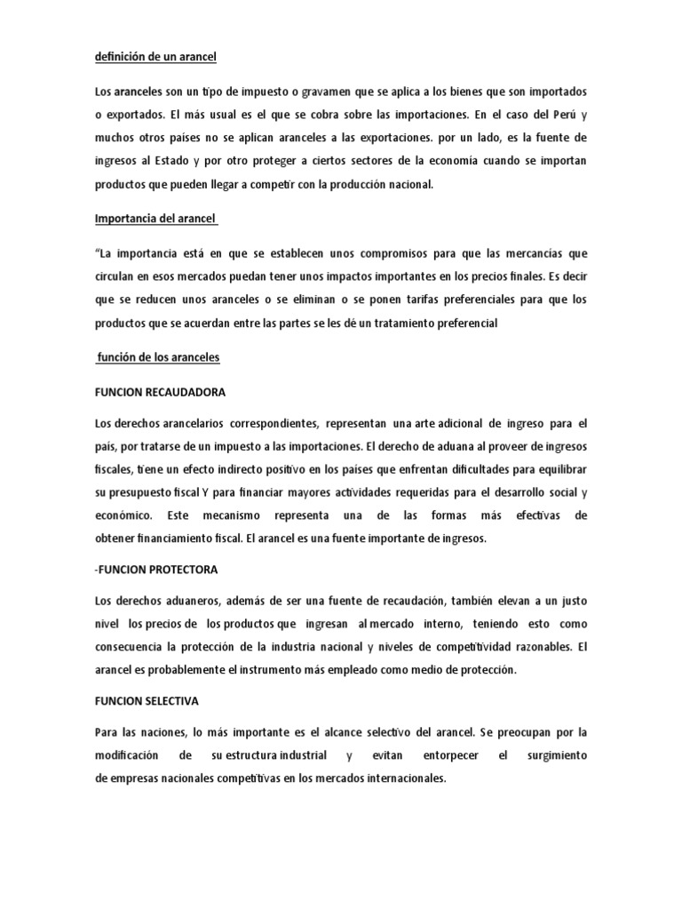 Definición y Funciones de Aranceles | PDF | Arancel | aduana