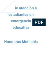 PLAN DE ATENCIÓN A ESTUDIANTES EN SITUACION DE EMERGENCIA Honduras Motilonia
