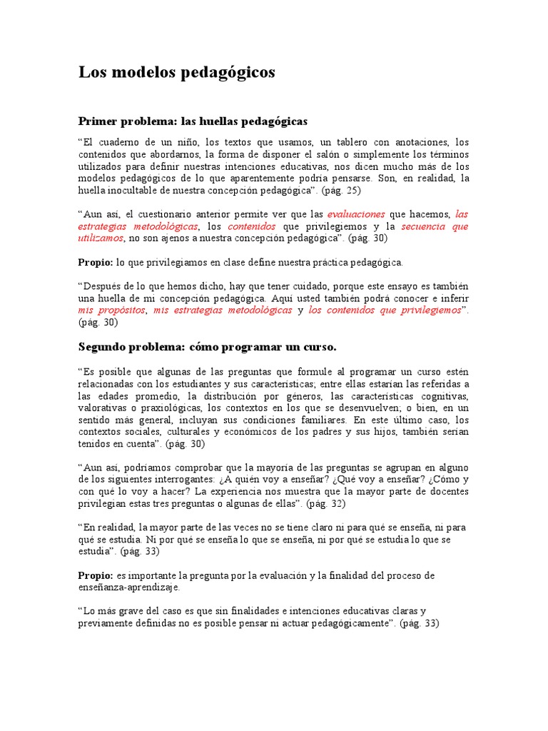 Modelos pedagógicos y su impacto educativo | PDF | Plan de estudios ...