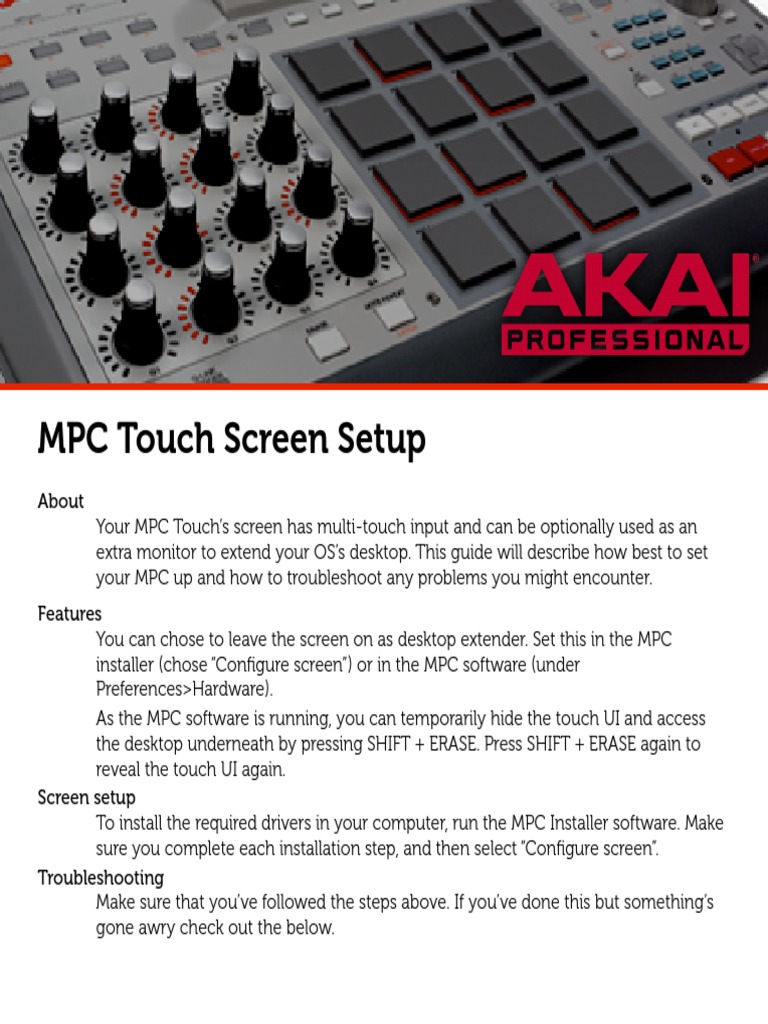 MPC Touch Screen Setup | PDF | Graphical User Interfaces | Touchscreen