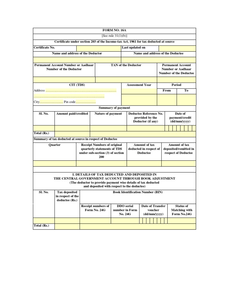 Understanding Form No. 16A for TDS | PDF | Receipt | Services (Economics)