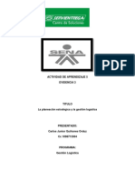 Actividad 5 Evidencia 3 La Planeación Estratégica y La Gestión Logística